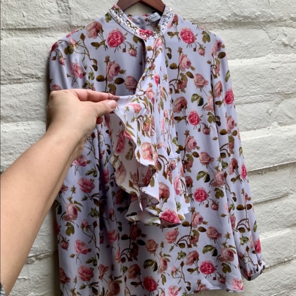 FRANCESCO SCOGNAMIGLIO Floral Ruffle-Front Top - Picture 4 of 8